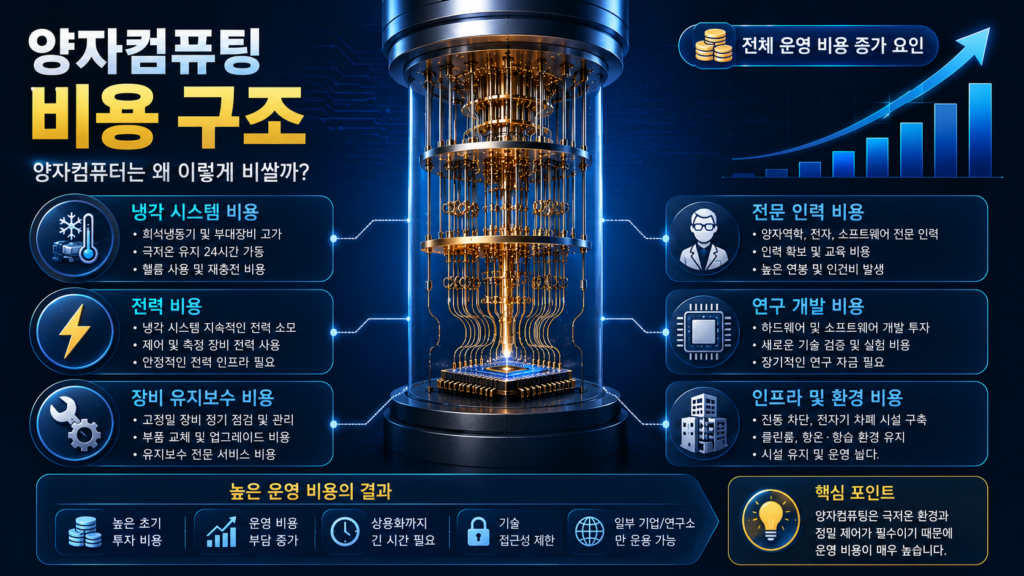 양자컴퓨팅 하드웨어 운영 비용 구조를 나타낸 인포그래픽