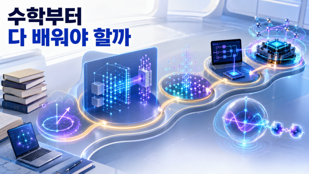 복소수와 선형대수, 확률과 파이썬 실습을 차례로 익혀 양자회로와 큐비트 학습으로 이어지는 양자컴퓨팅 기초과목 로드맵